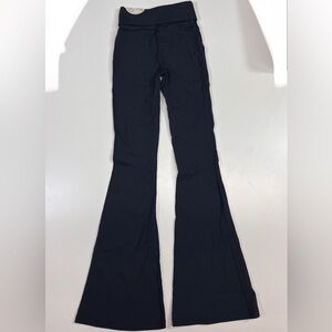 NWT Aerie Fold-over Low Rise Flare Ribbed Leggings Black Women’s Size Small